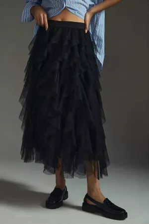 Anthropologie Ruffled Tulle Skirt