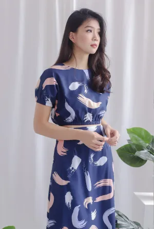 Aris Abstract Top In Navy Blue