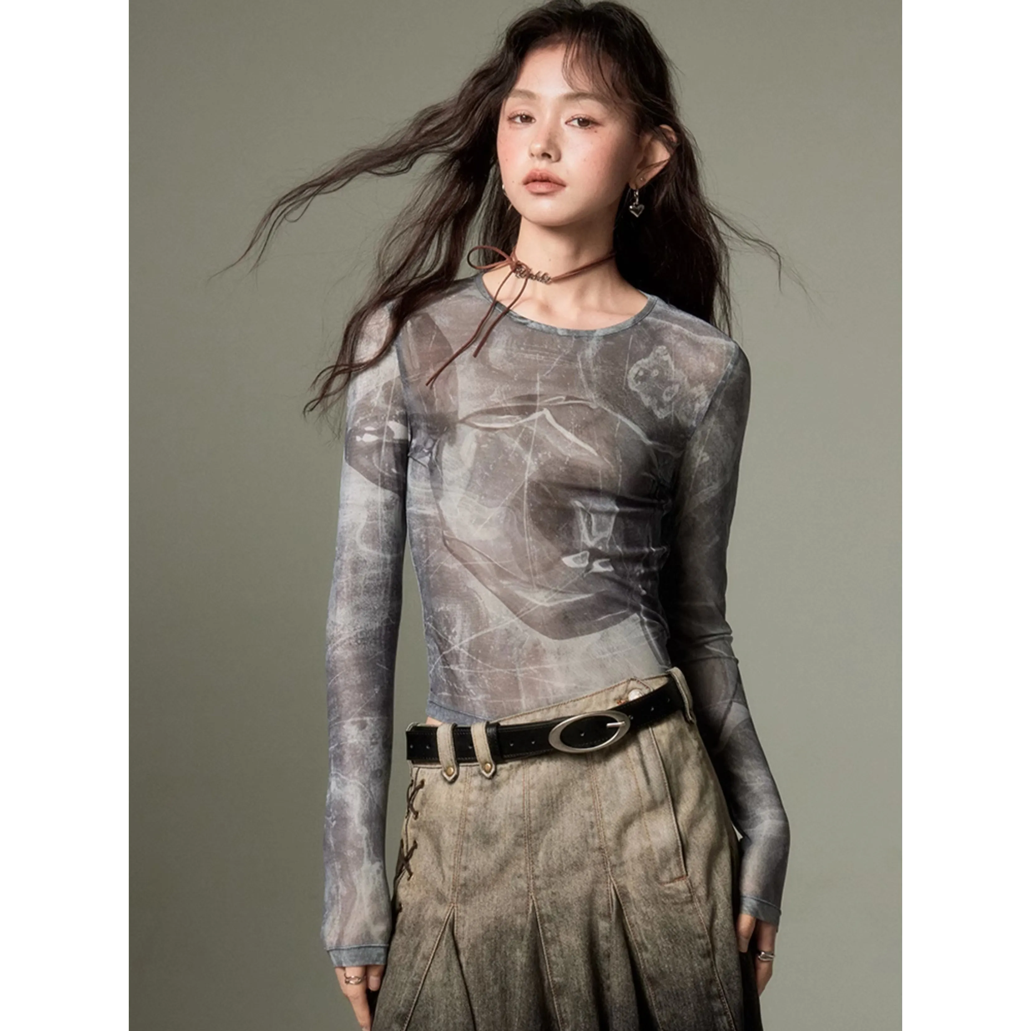 artistic sheer slim tops