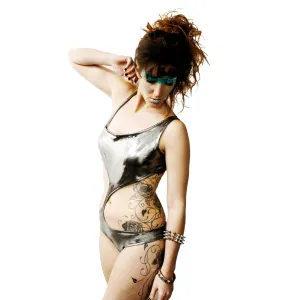 Asymmetric Monokini - Metallic Silver