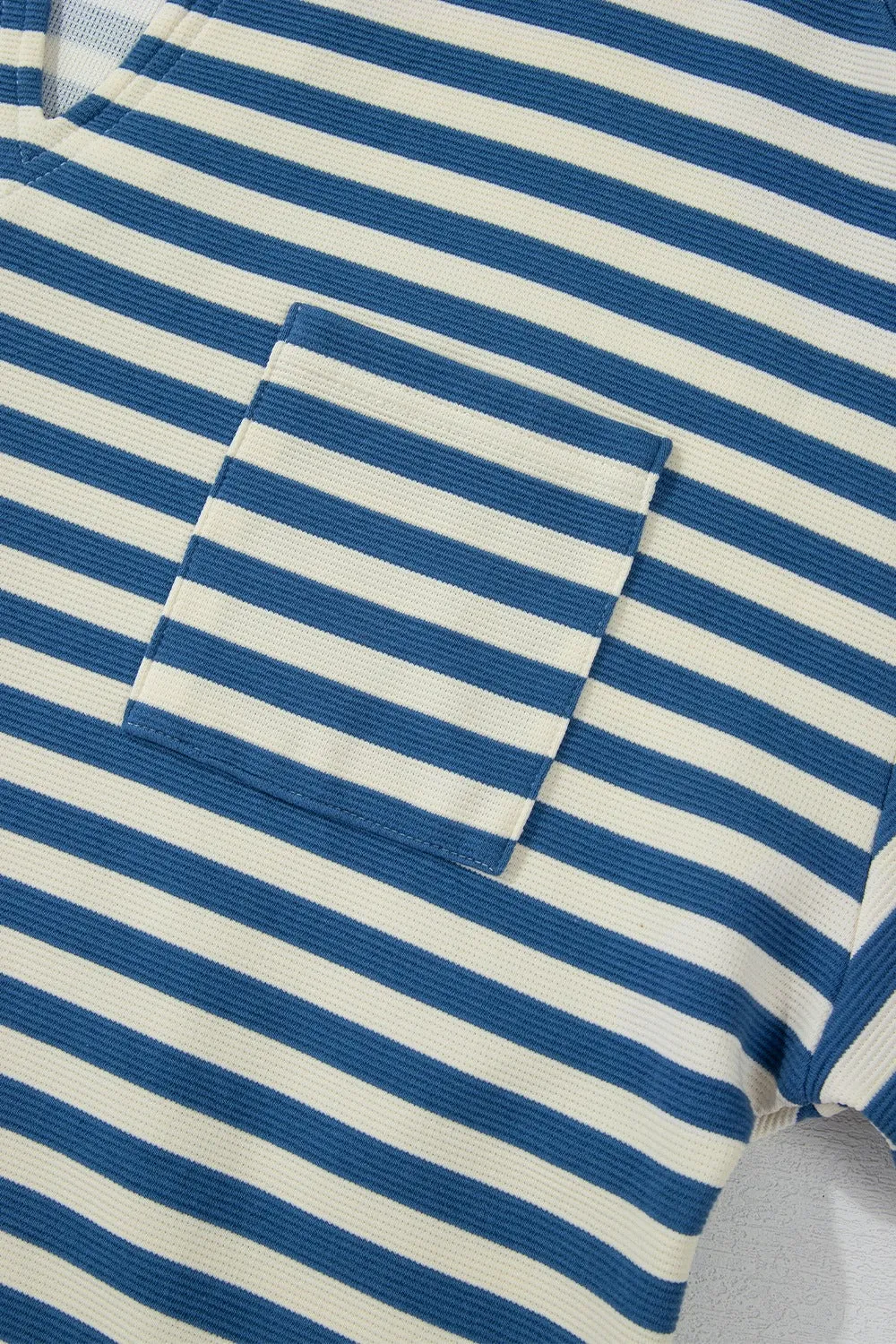 Avery Stripe Chest Pocket Notched Top