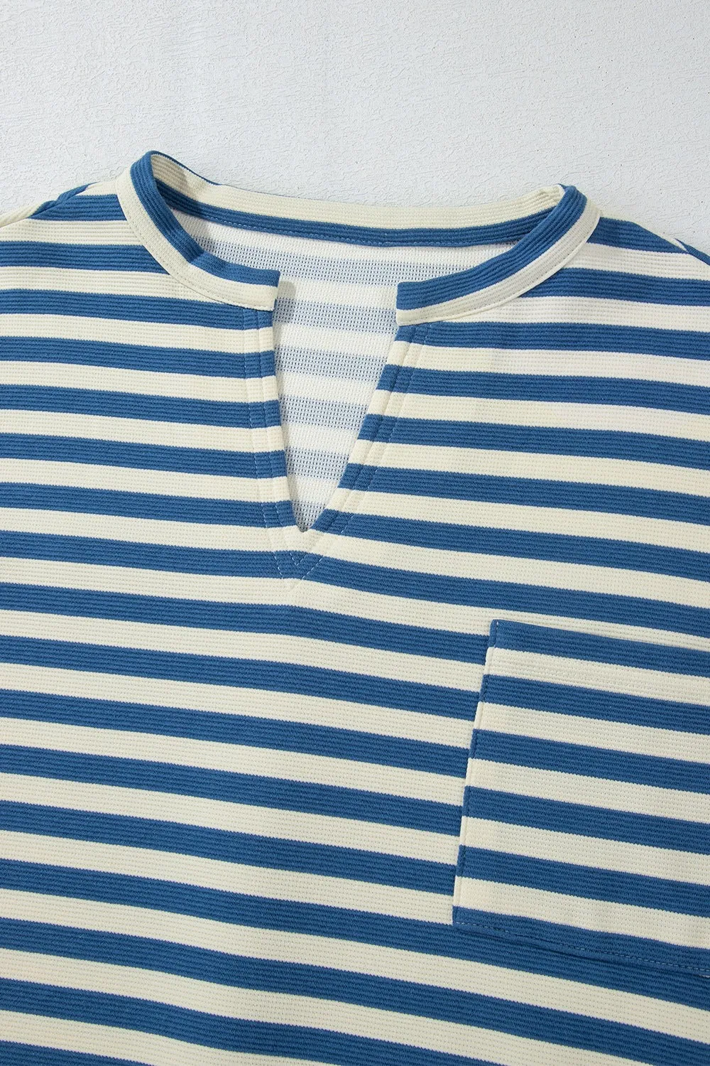 Avery Stripe Chest Pocket Notched Top