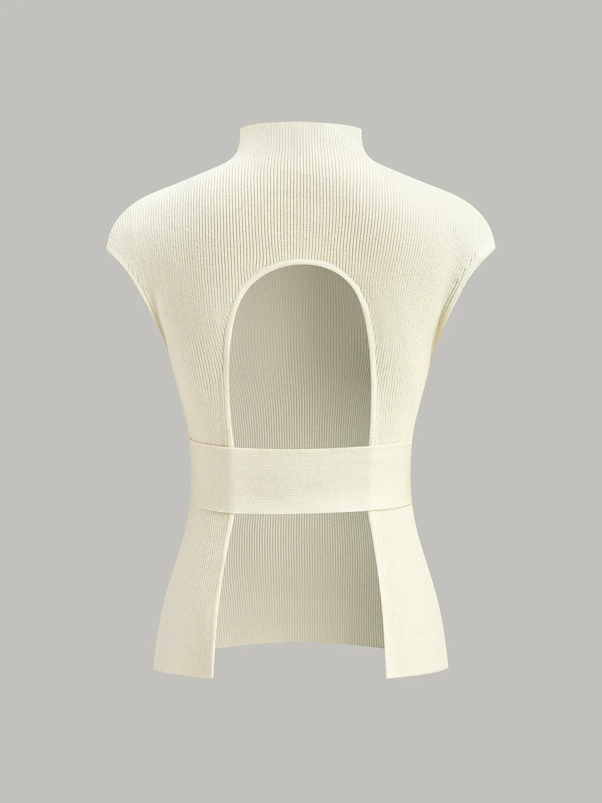 Backless Ribbed Knit Top