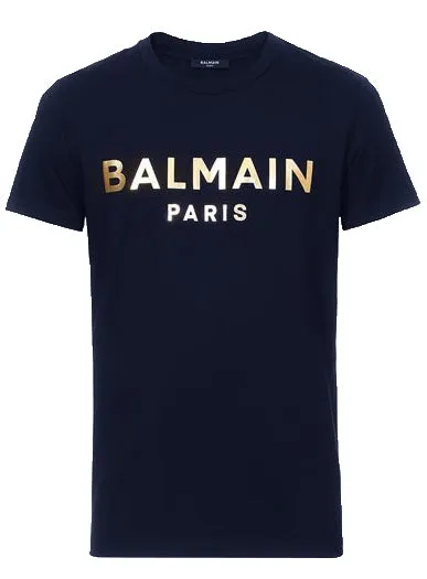 Balmain Foil Print Tee - Navy