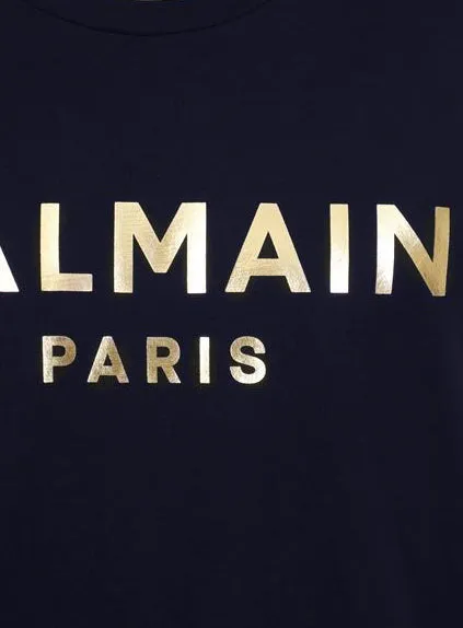 Balmain Foil Print Tee - Navy