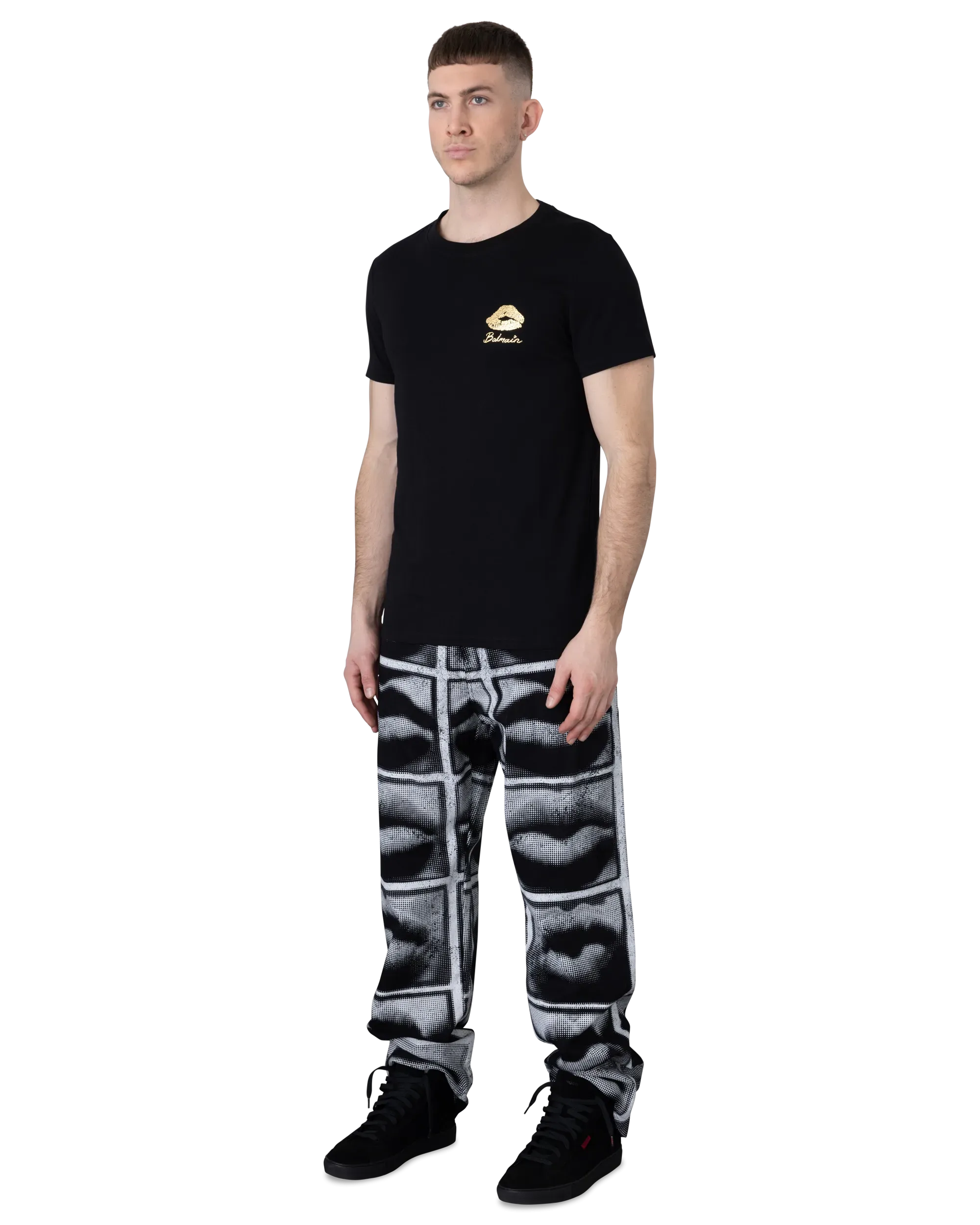 Balmain Gold Kiss Printed T-Shirt