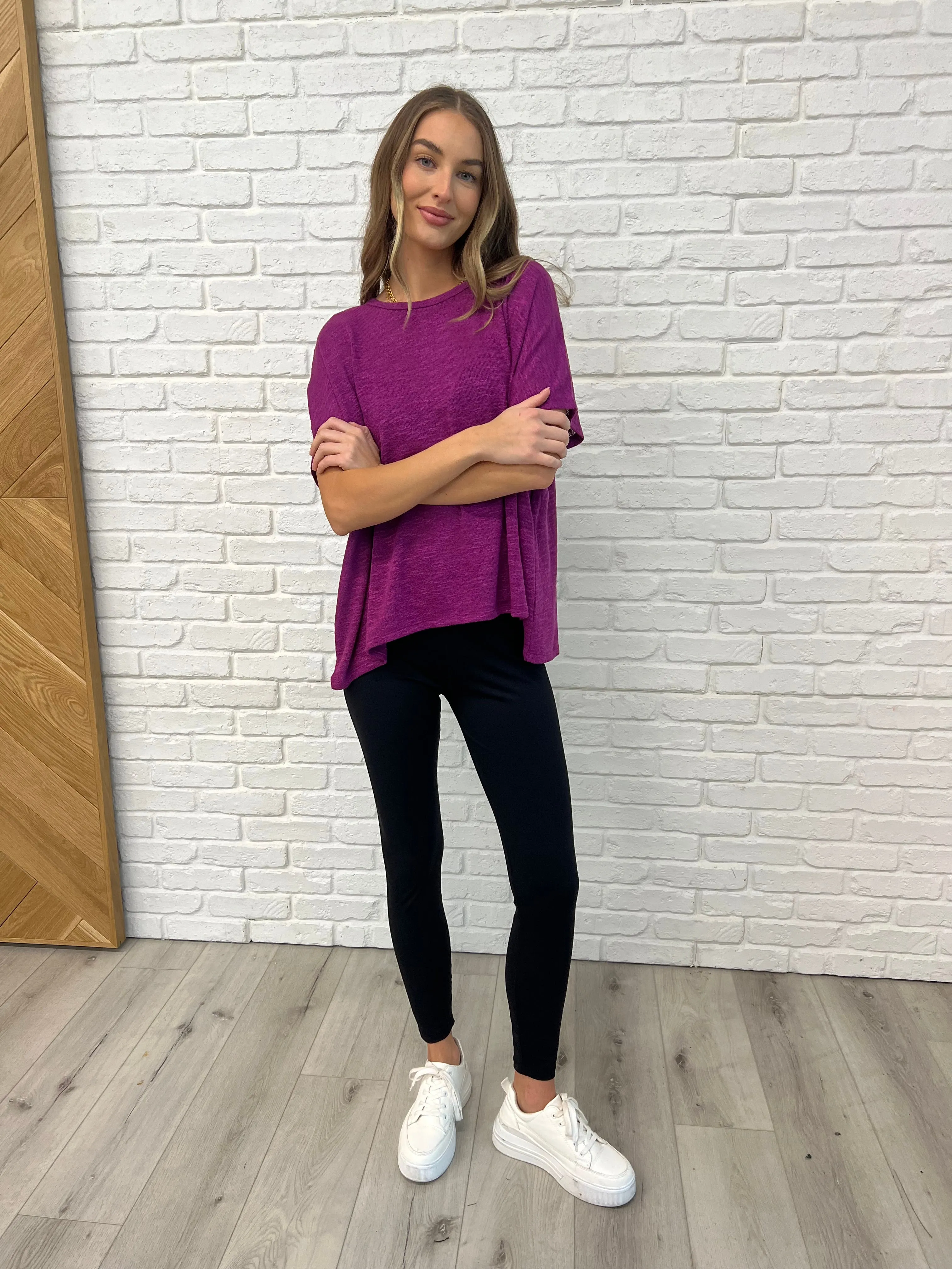 Basically Flowing Dolman Sleeve Top in Lt Plum - 2/10