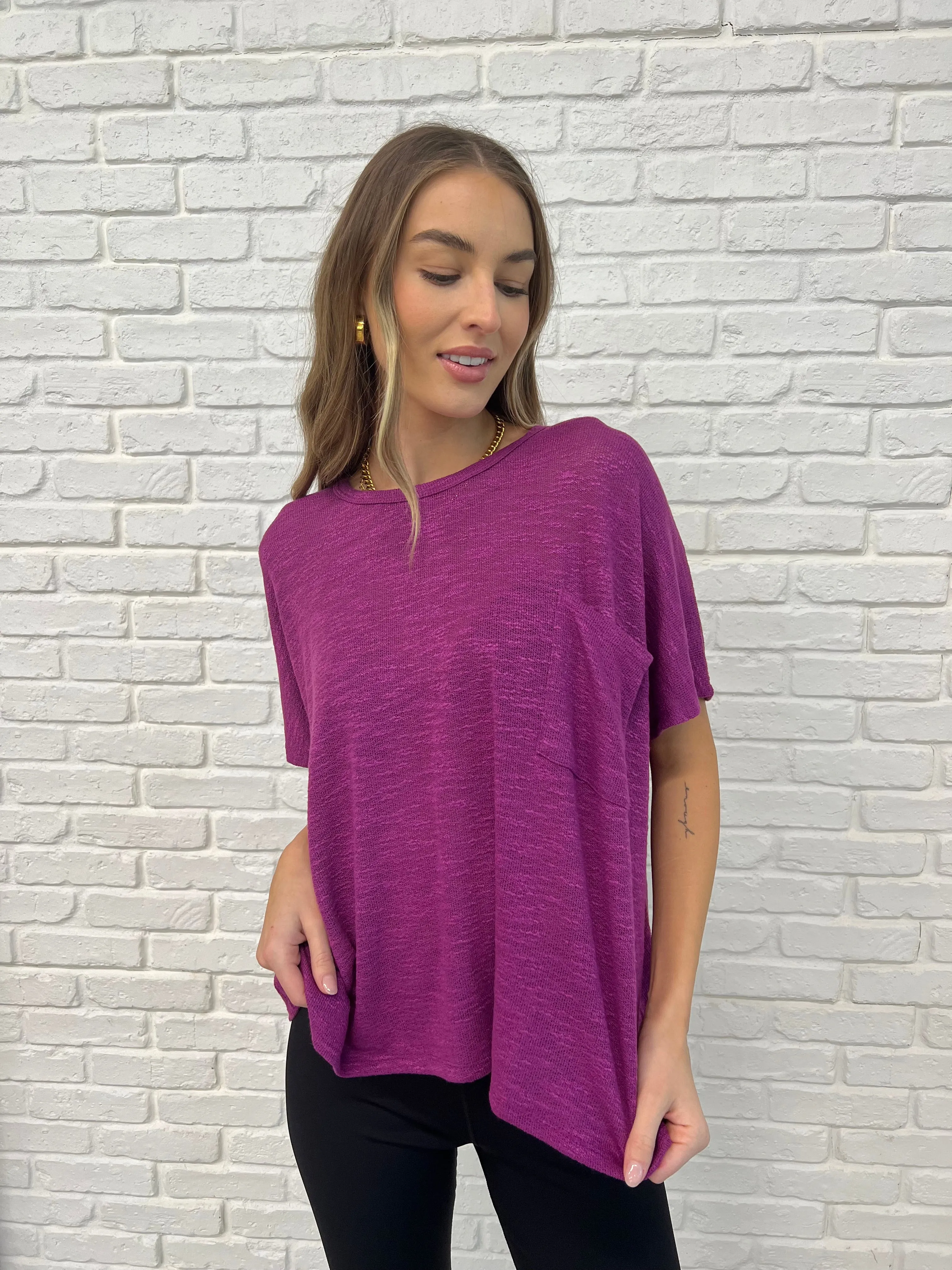 Basically Flowing Dolman Sleeve Top in Lt Plum - 2/10