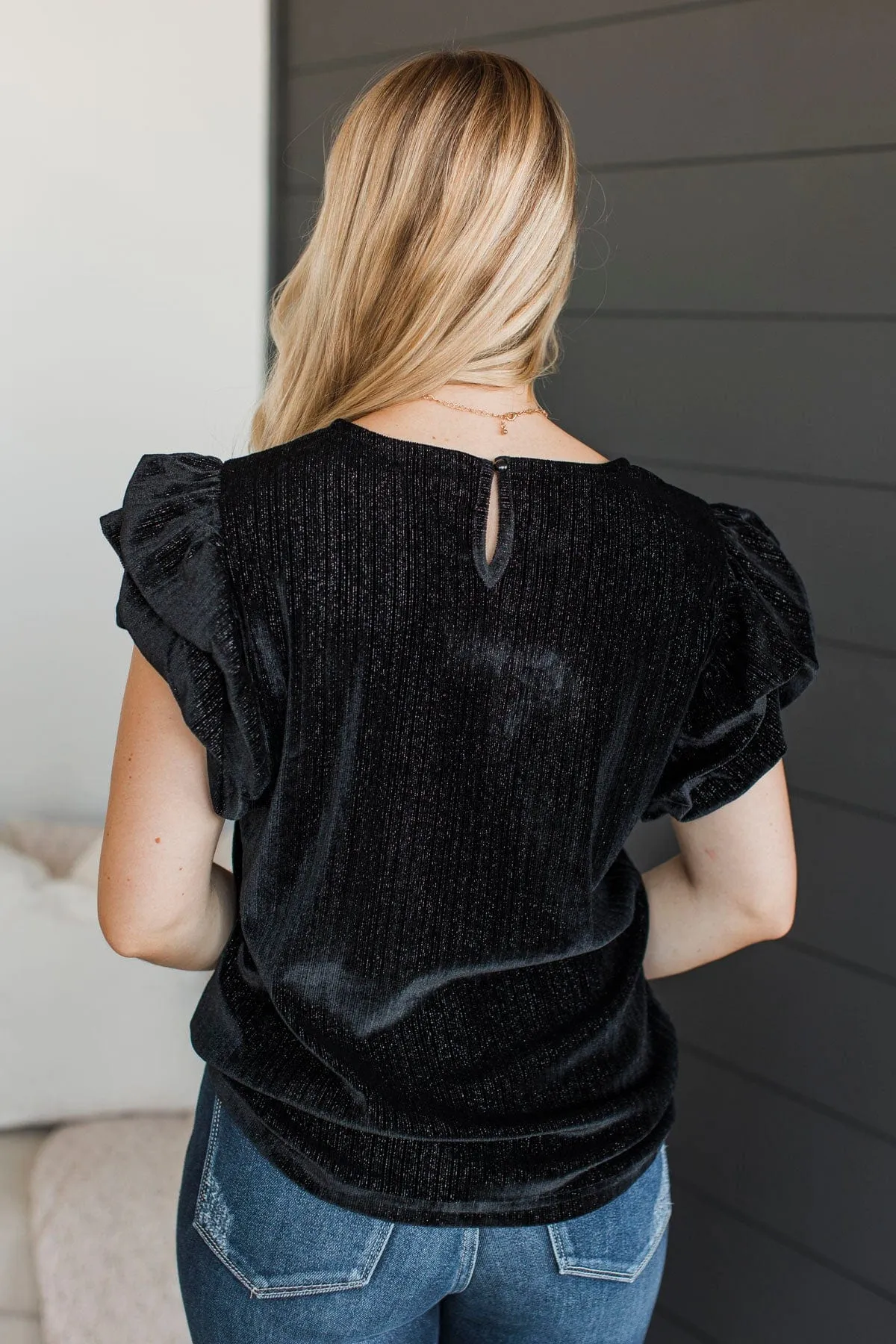 Beautiful Feelings Velvet Top- Black