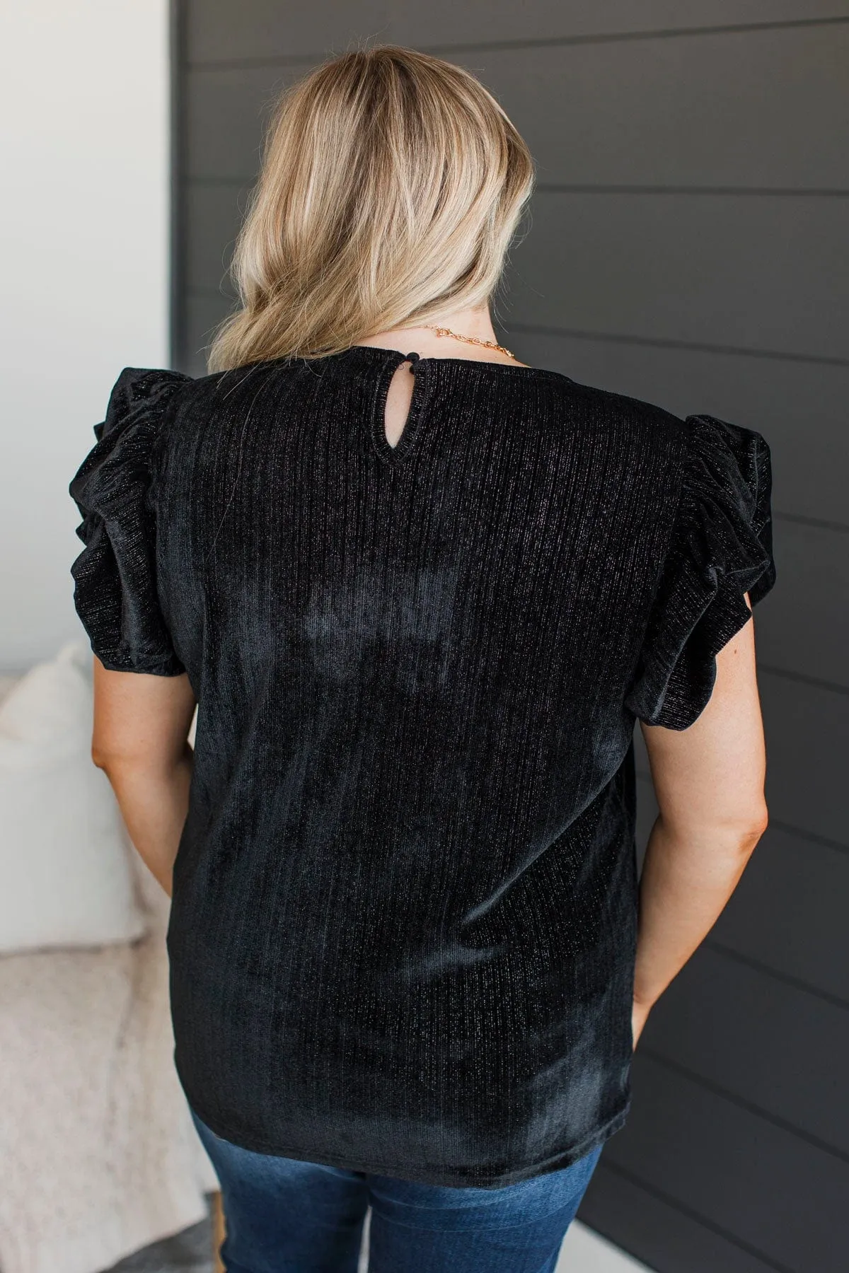 Beautiful Feelings Velvet Top- Black