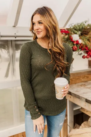 Better Than Ever Long Sleeve Knit Top- Dark Olive