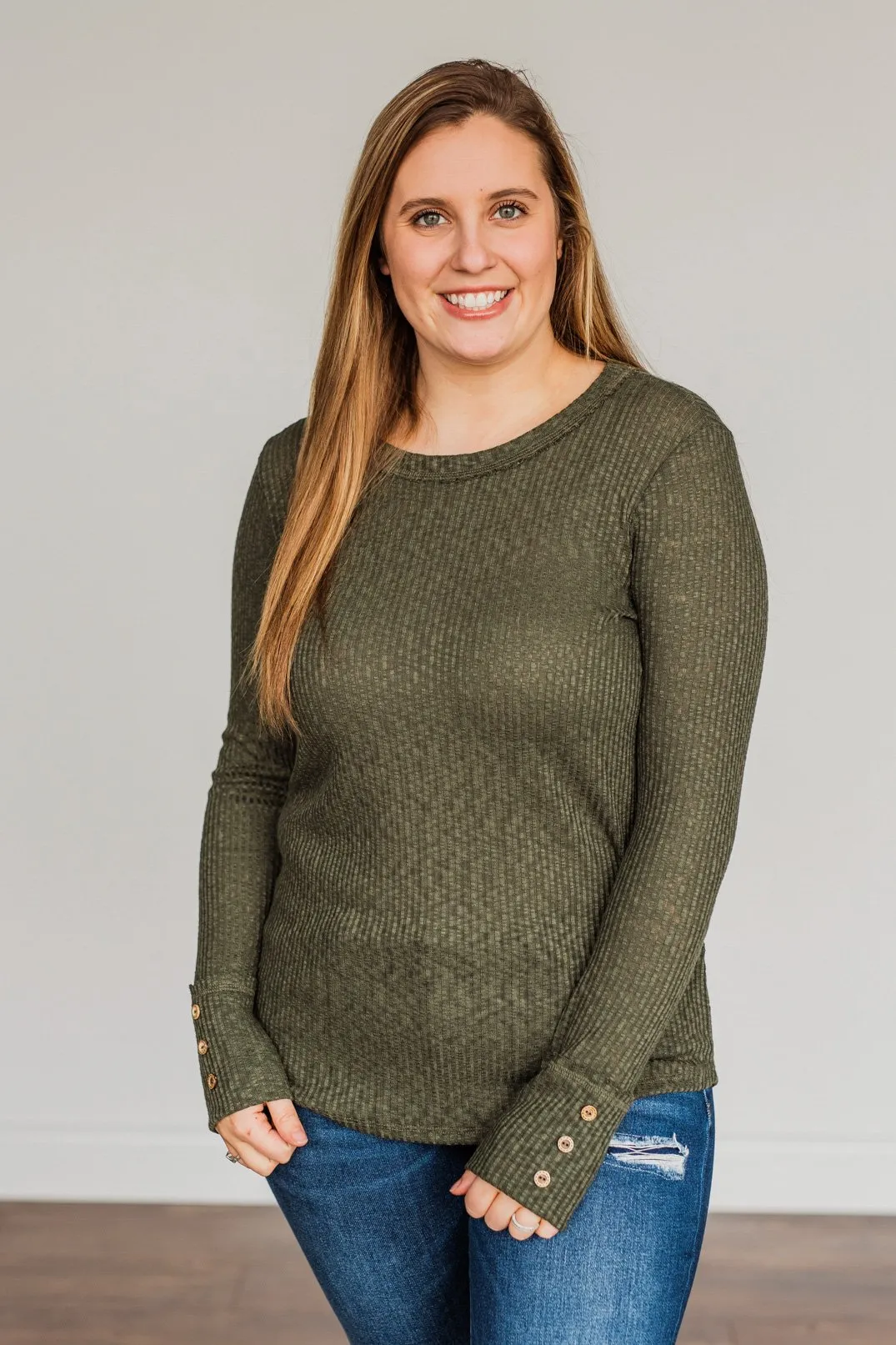 Better Than Ever Long Sleeve Knit Top- Dark Olive