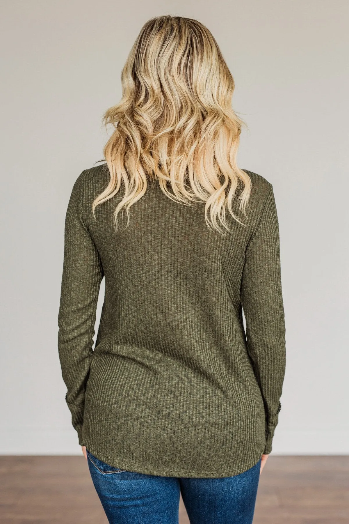 Better Than Ever Long Sleeve Knit Top- Dark Olive