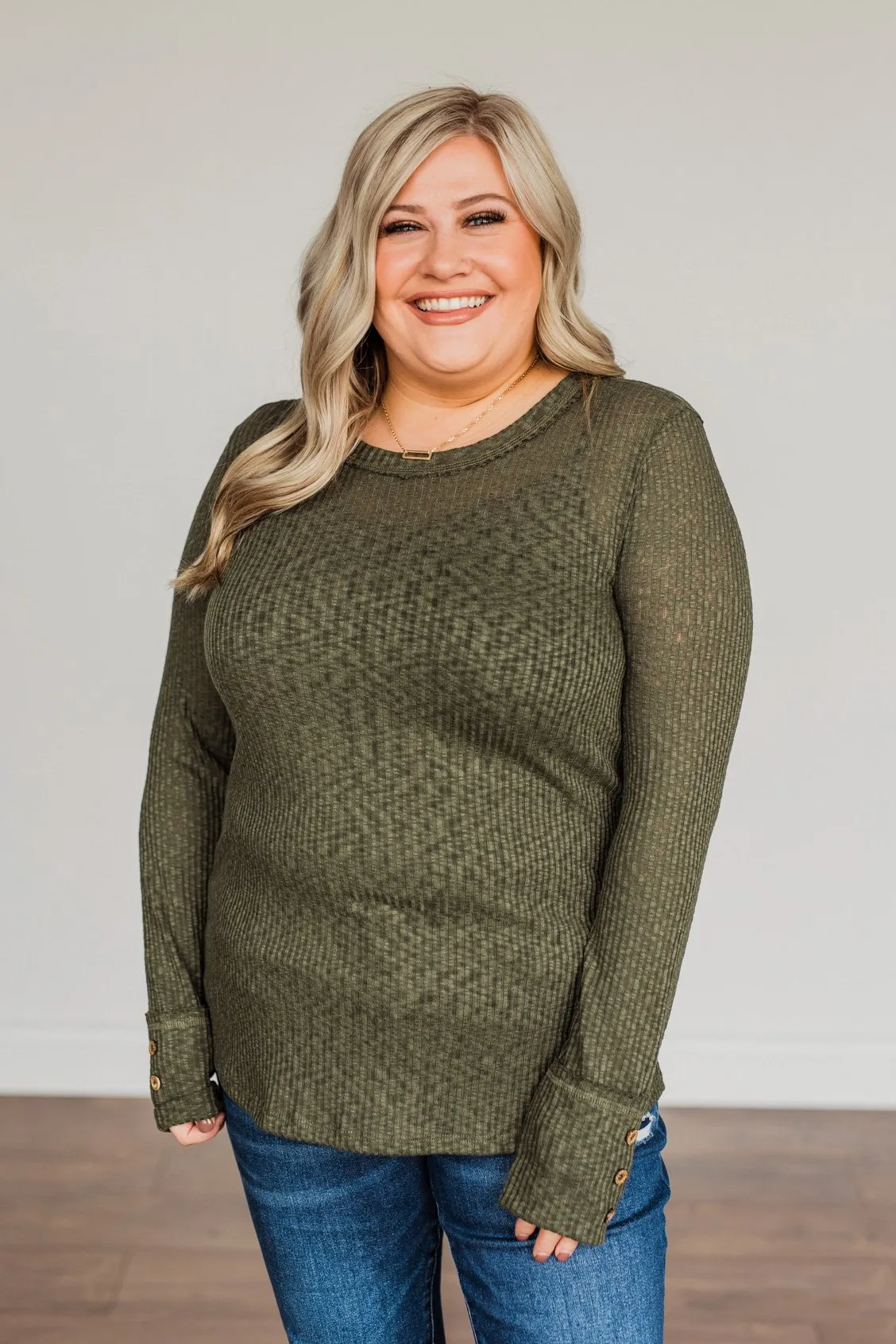 Better Than Ever Long Sleeve Knit Top- Dark Olive