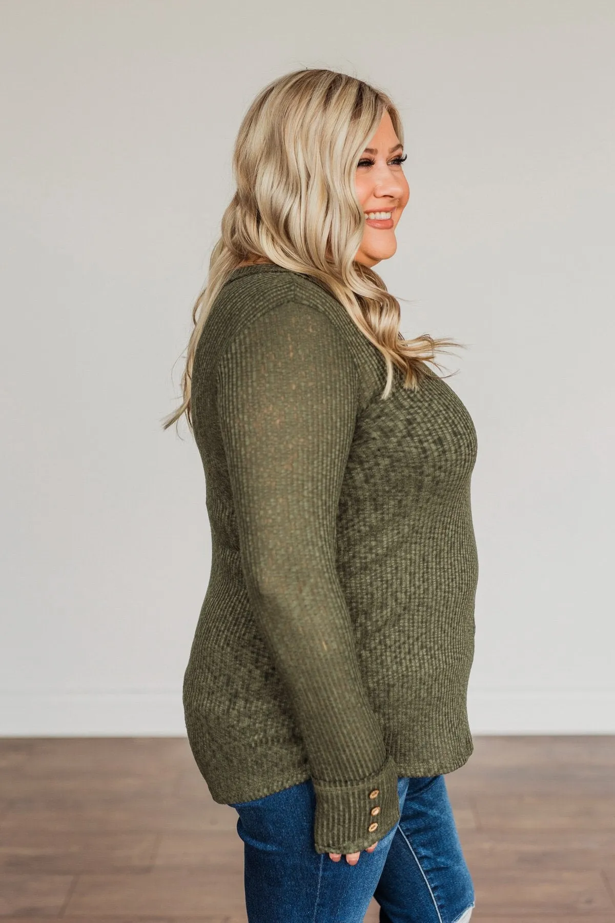 Better Than Ever Long Sleeve Knit Top- Dark Olive