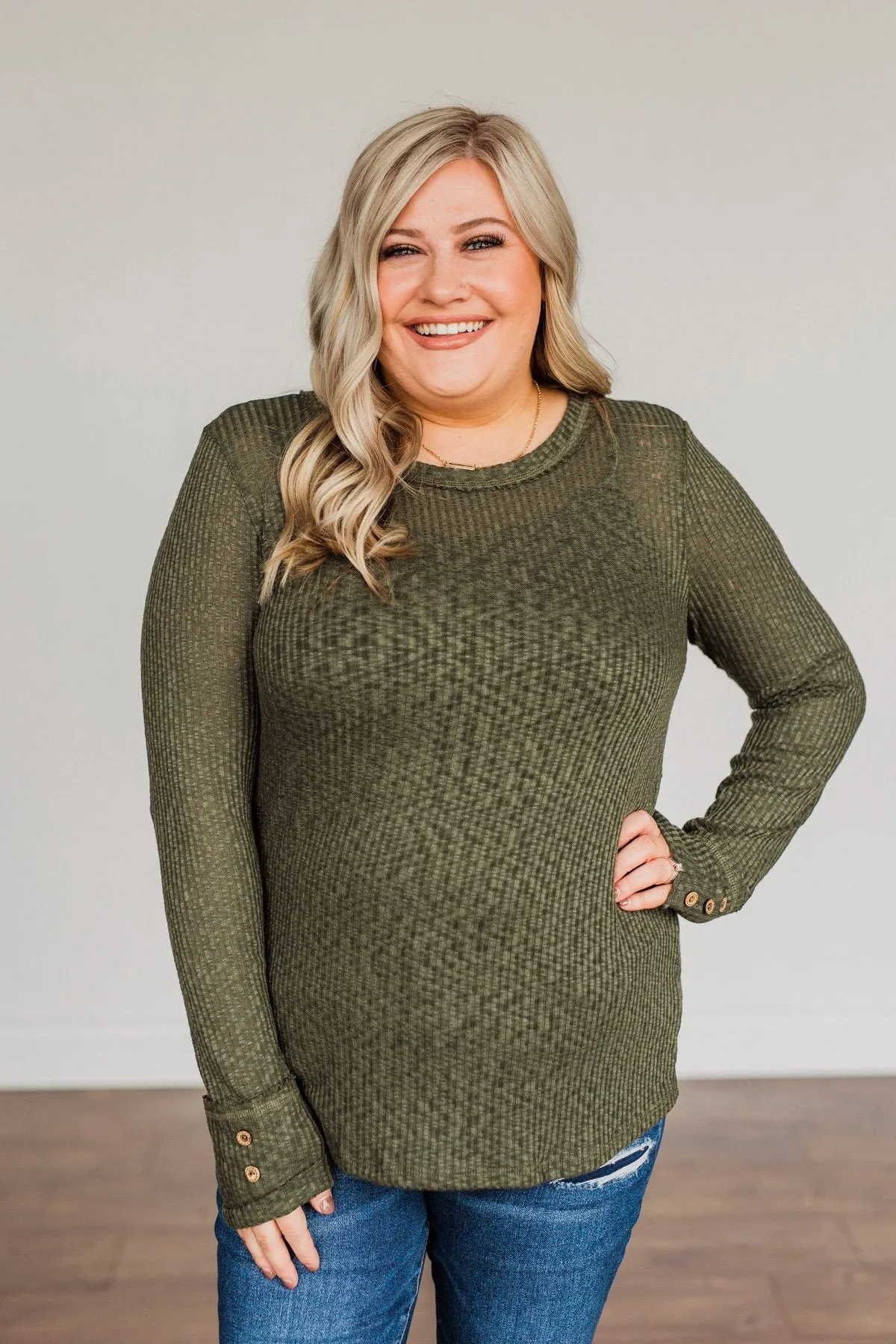 Better Than Ever Long Sleeve Knit Top- Dark Olive