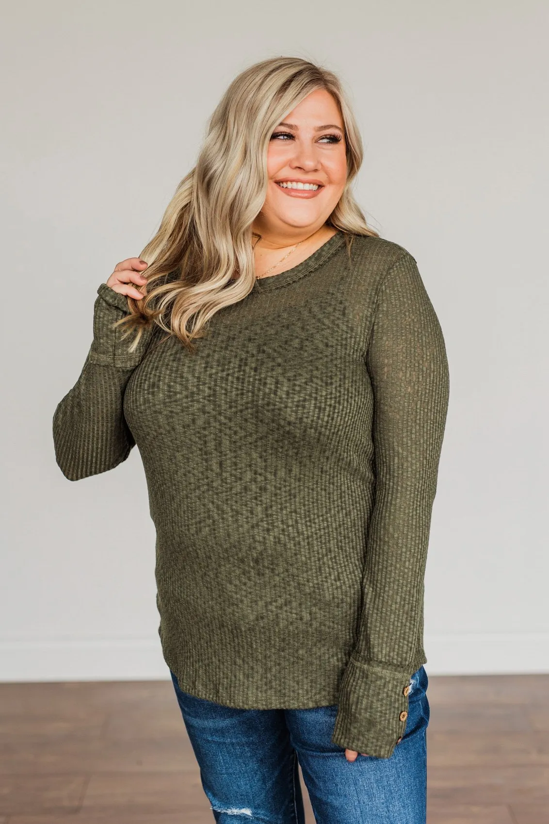Better Than Ever Long Sleeve Knit Top- Dark Olive
