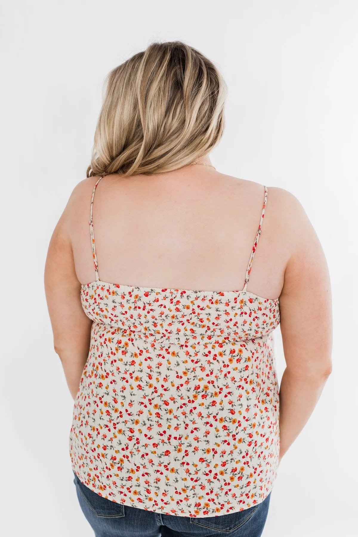 Better Than I Was Floral Bow Tie Tank Top- Ivory Multi