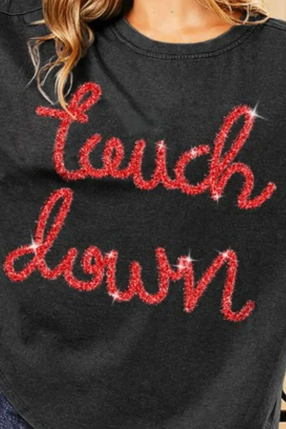 BiBi Touchdown Metallic Letter Vintage Washed Top
