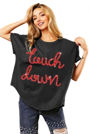 BiBi Touchdown Metallic Letter Vintage Washed Top