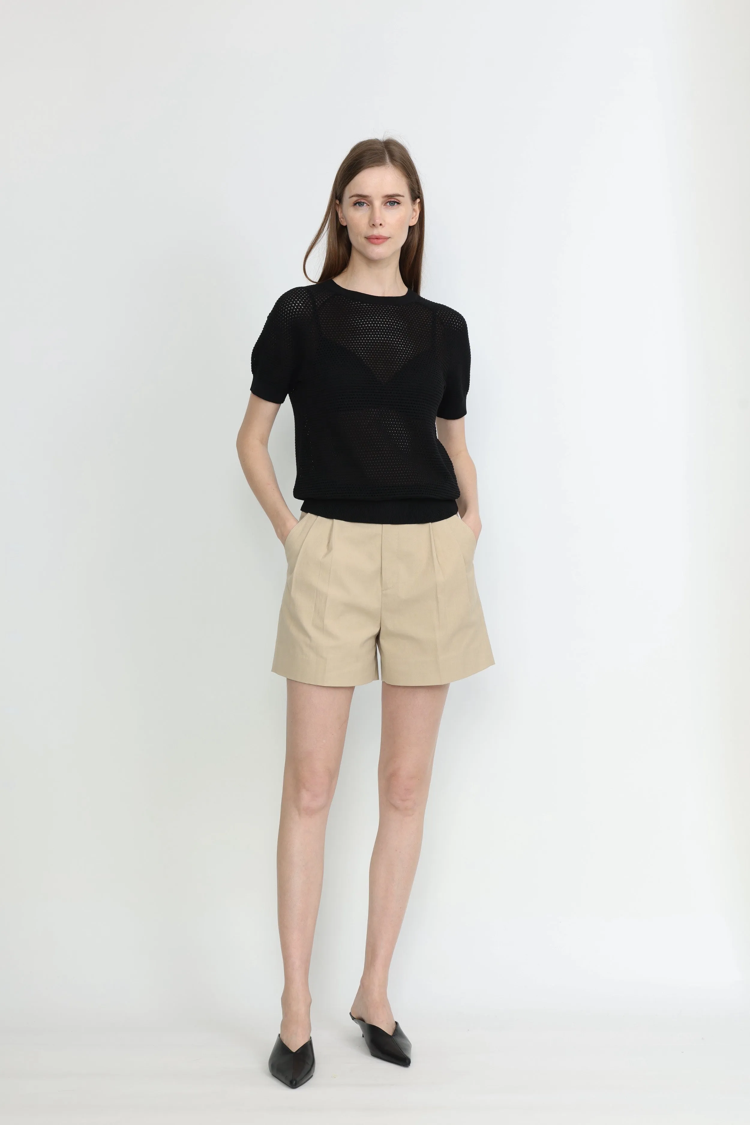 Biel Tailored Shorts in Khaki Beige