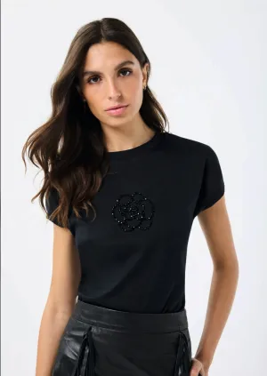 Black Blouse with Flower
