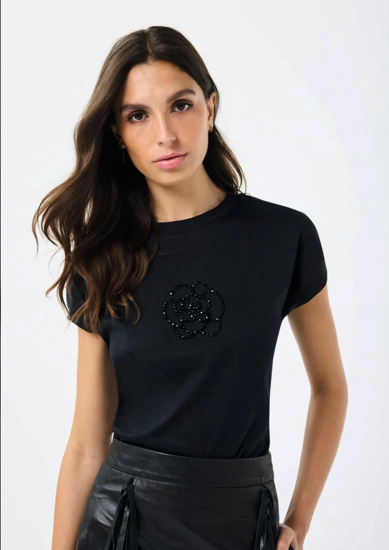 Black Blouse with Flower