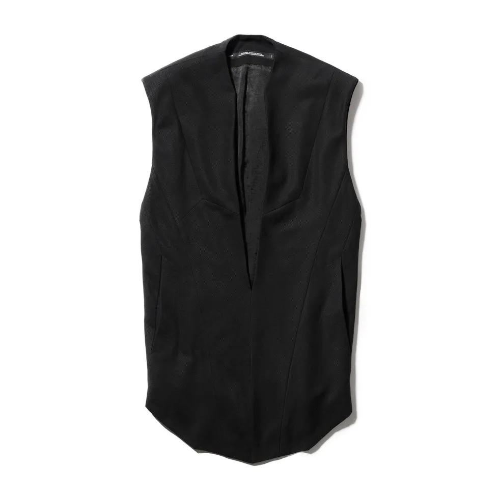 Black / Edge Neck Pullover Gilet