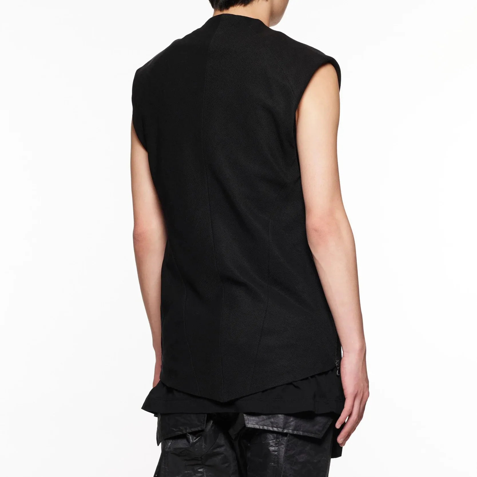 Black / Edge Neck Pullover Gilet