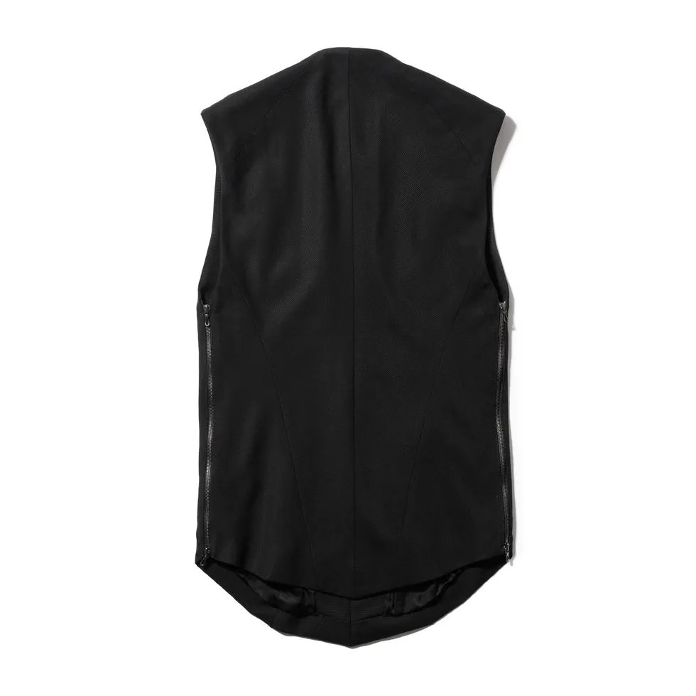 Black / Edge Neck Pullover Gilet