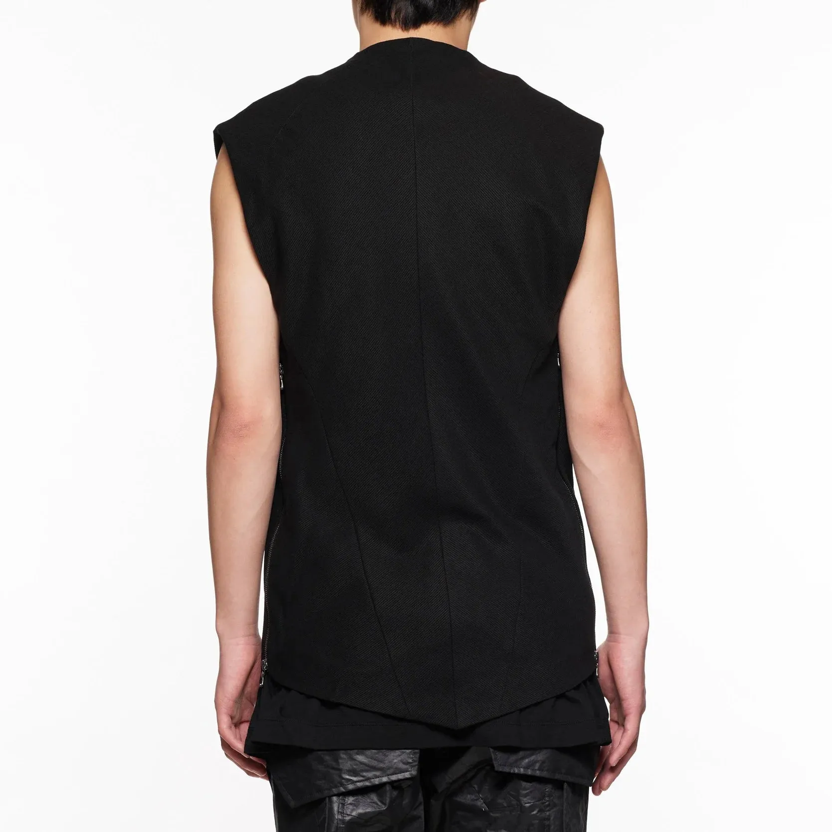 Black / Edge Neck Pullover Gilet