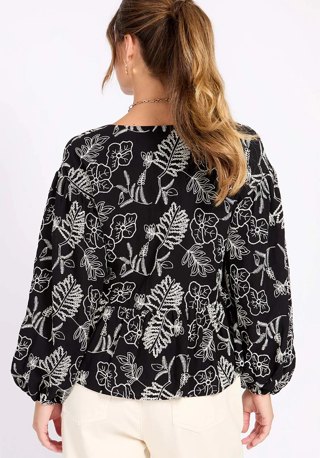 Black Embroidered  Top - Black