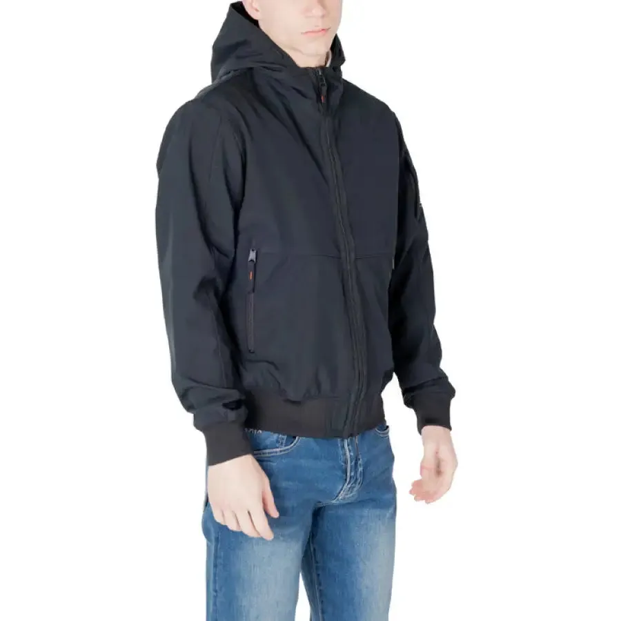 Black Hooded Bomber Jacket