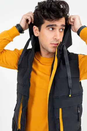 Black Hooded Gilet