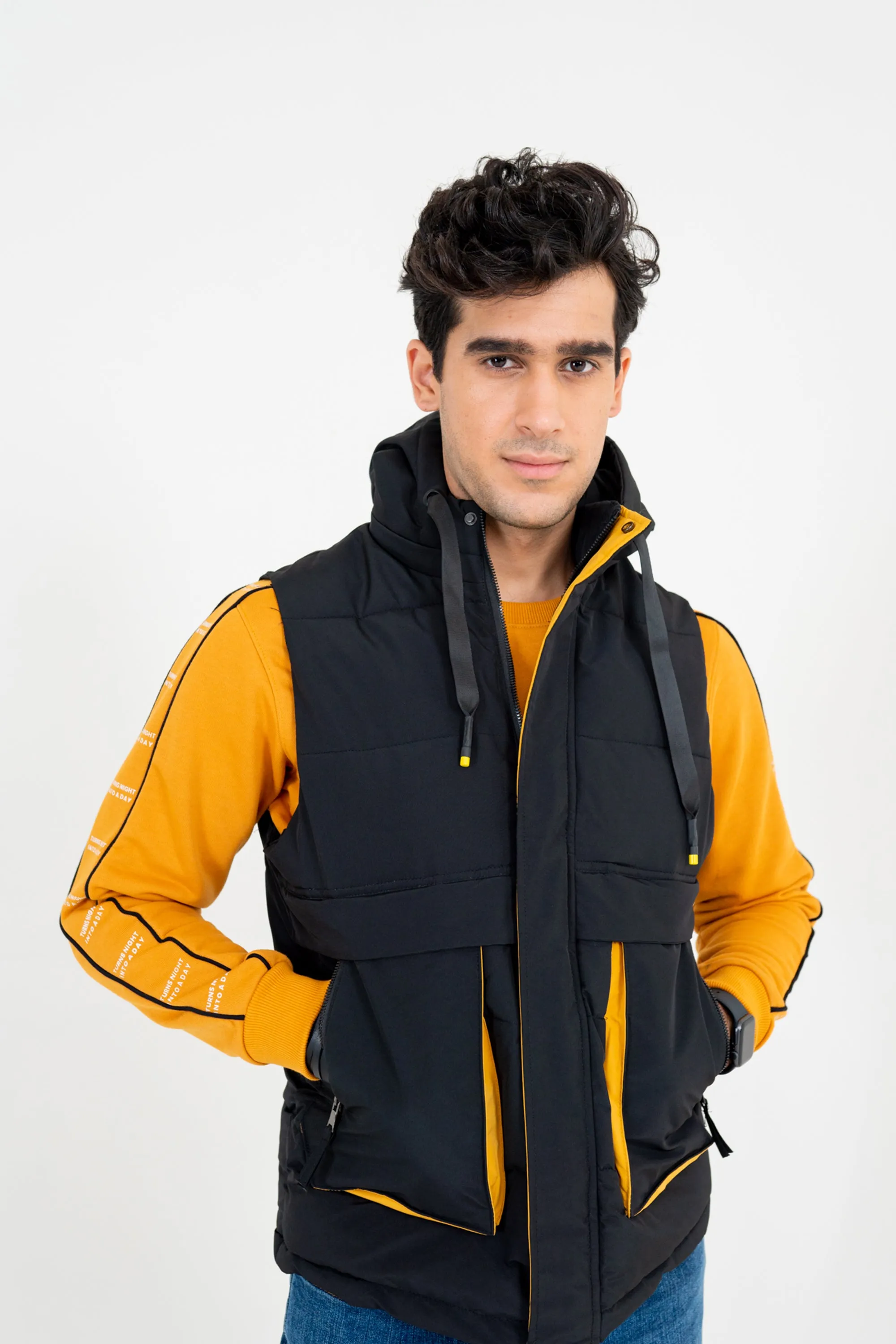 Black Hooded Gilet