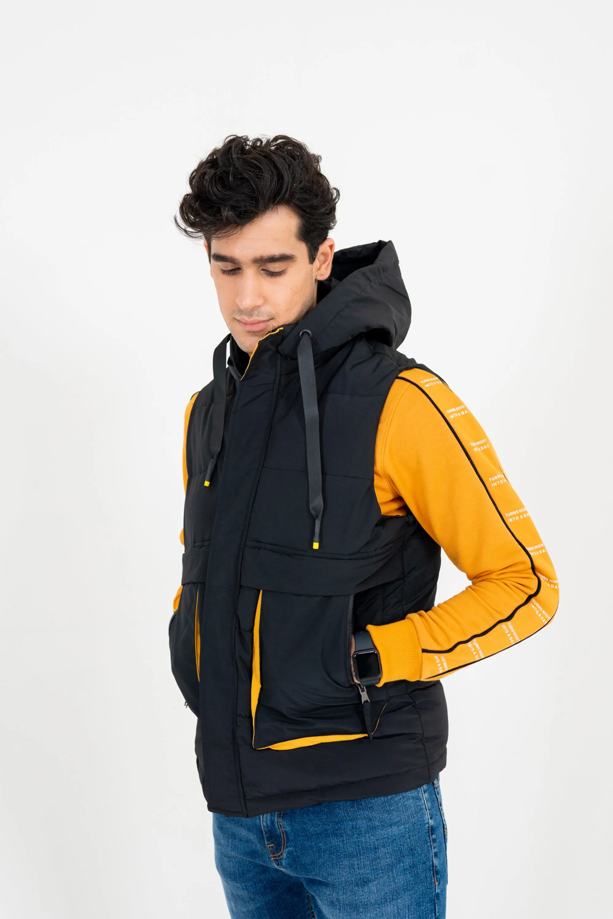 Black Hooded Gilet