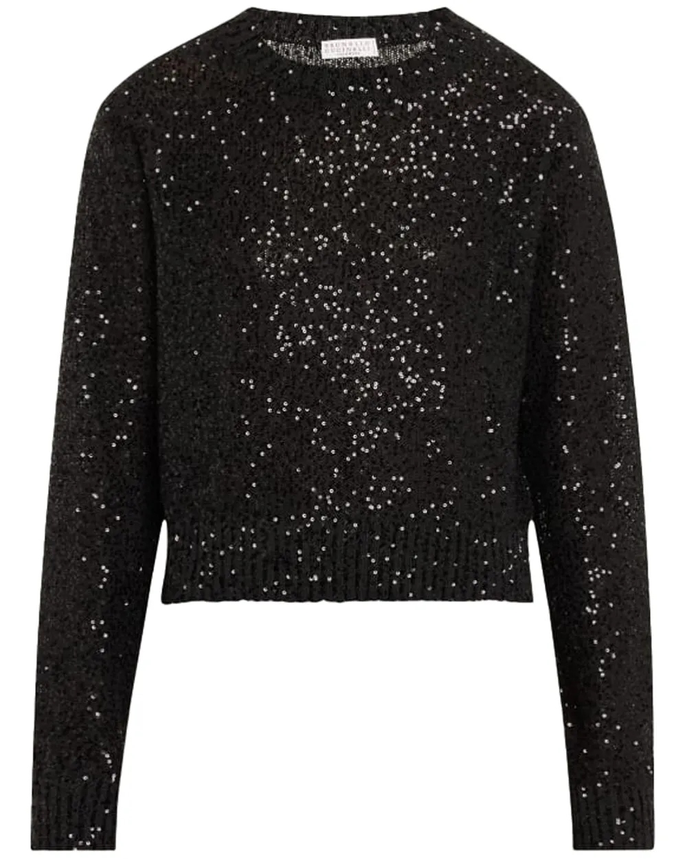 Black Micro Paillette Crewneck Sweater