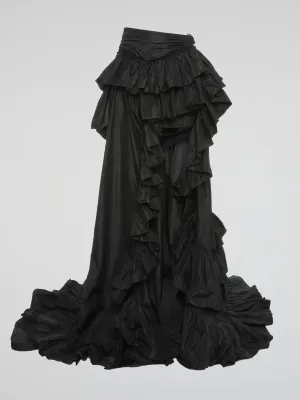 Black Ruffled Maxi Skirt