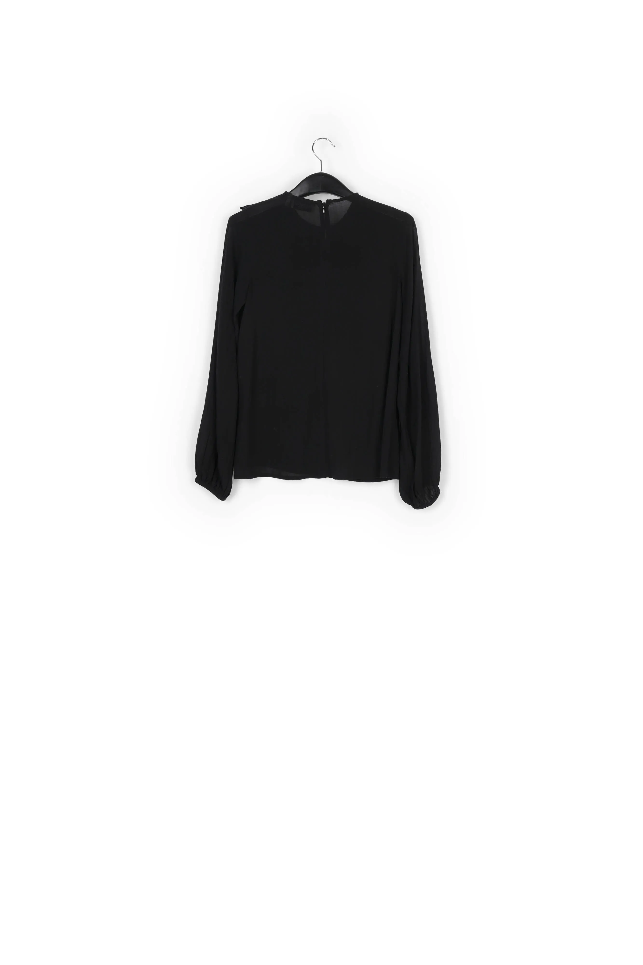 Black sequin-embroidered top with ruffles