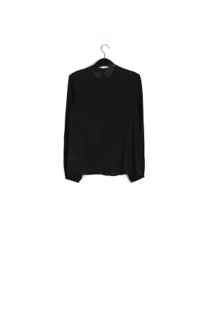 Black sequin-embroidered top with ruffles
