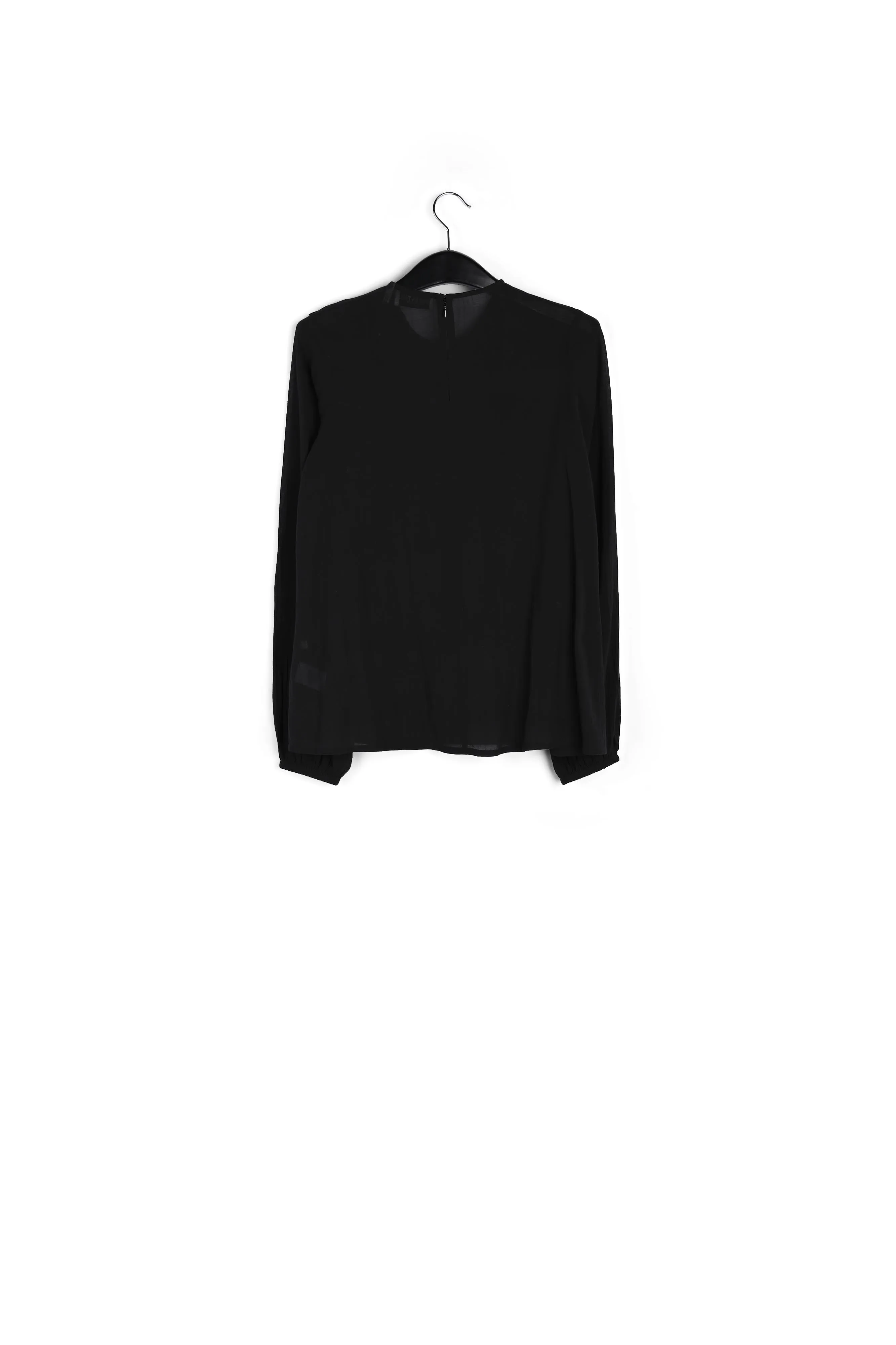 Black sequin-embroidered top with ruffles