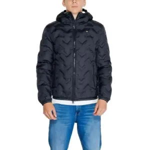 Blauer Men's Black Long Hooded Jacket