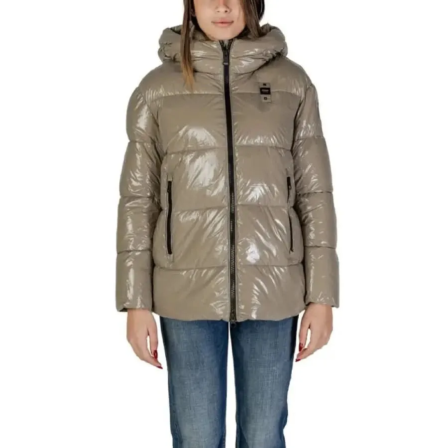Blauer Women's Black Turtleneck Hooded Jacket
