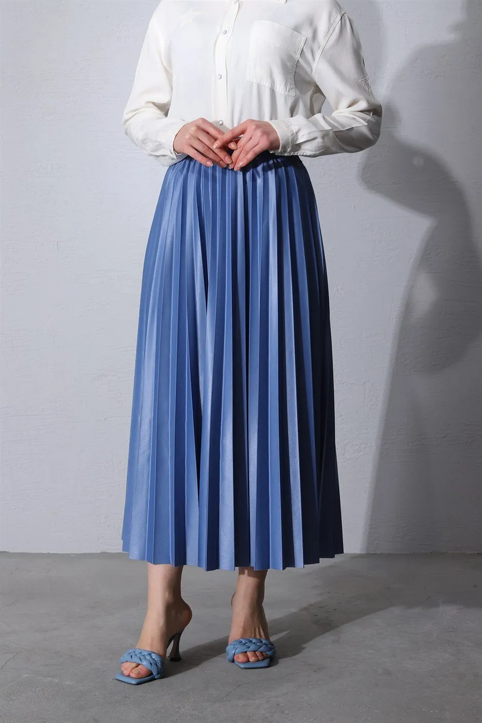 Blue Pleated Skirt