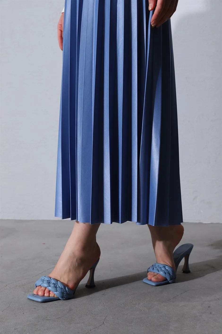 Blue Pleated Skirt