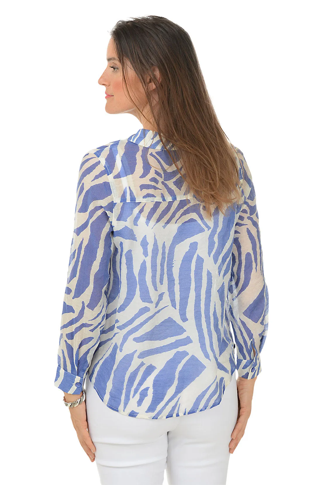 Blue Wind Zebra High-Low Shirt