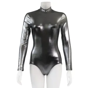 Body Wrappers 'Whitney' Mercury Silver Leotard