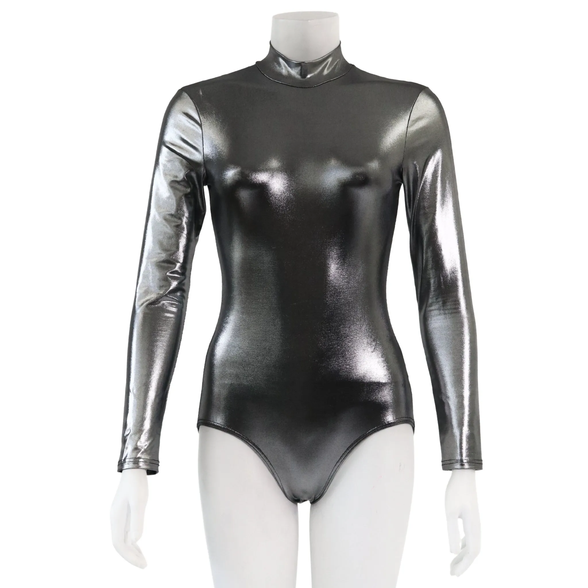 Body Wrappers 'Whitney' Mercury Silver Leotard