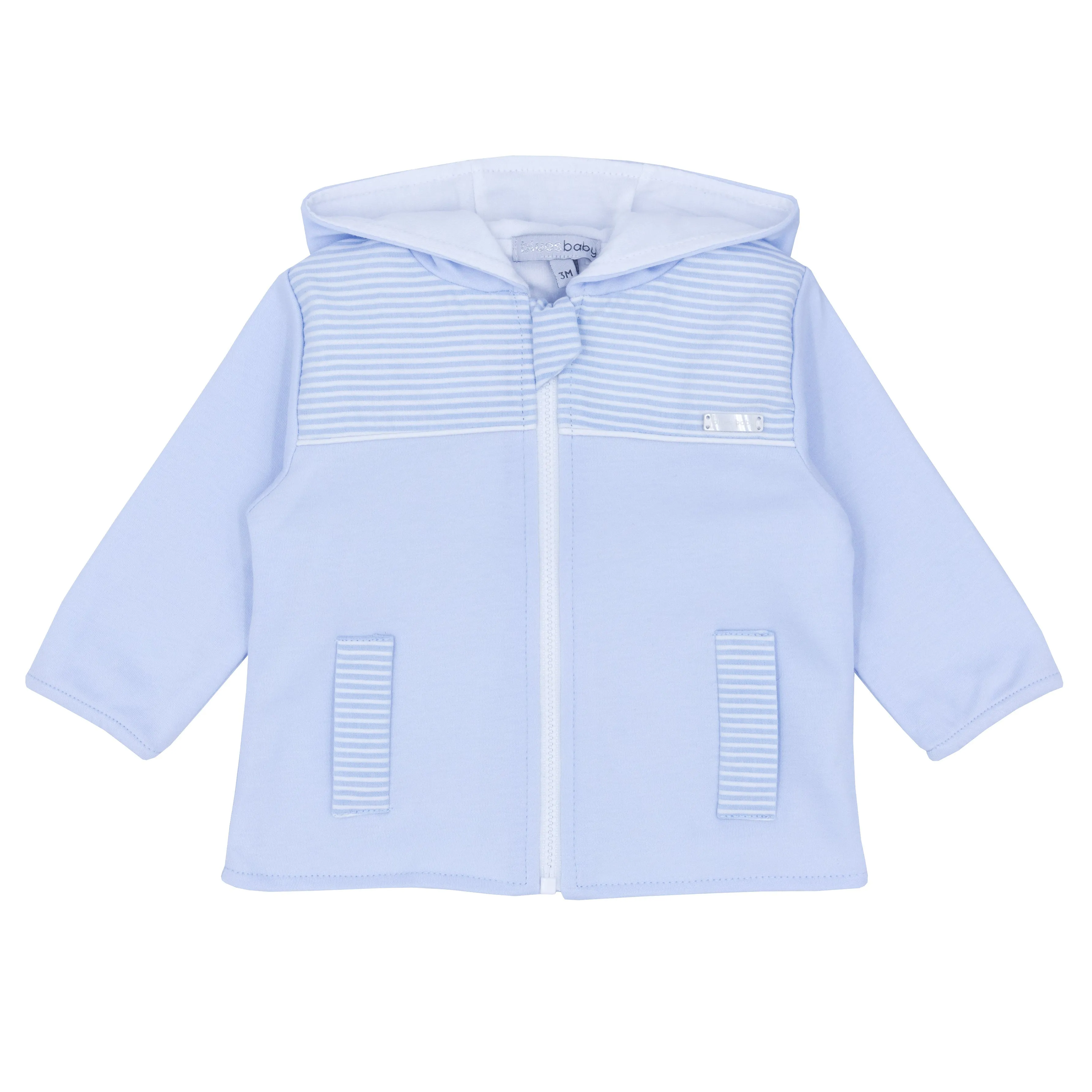 Boys raised stripe panel cotton interlock hooded jacket