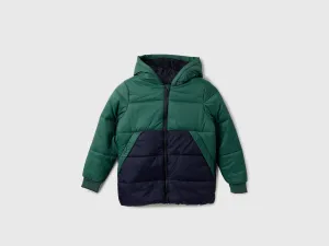 Boy's Regular Fit Hooded Neck Color Blocked Jacket